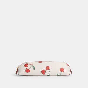 NWT COACH Pencil Case With Heart Cherry Print - CF365